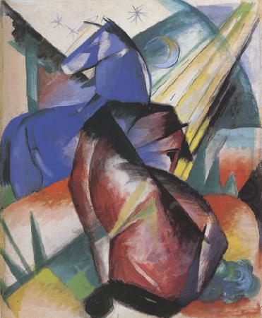 Two Horses,Red and Blue (mk34), Franz Marc